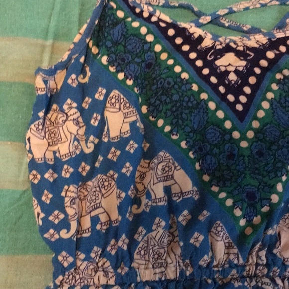Cotton Boho Hippie Romper Elephants - Picture 2 of 6